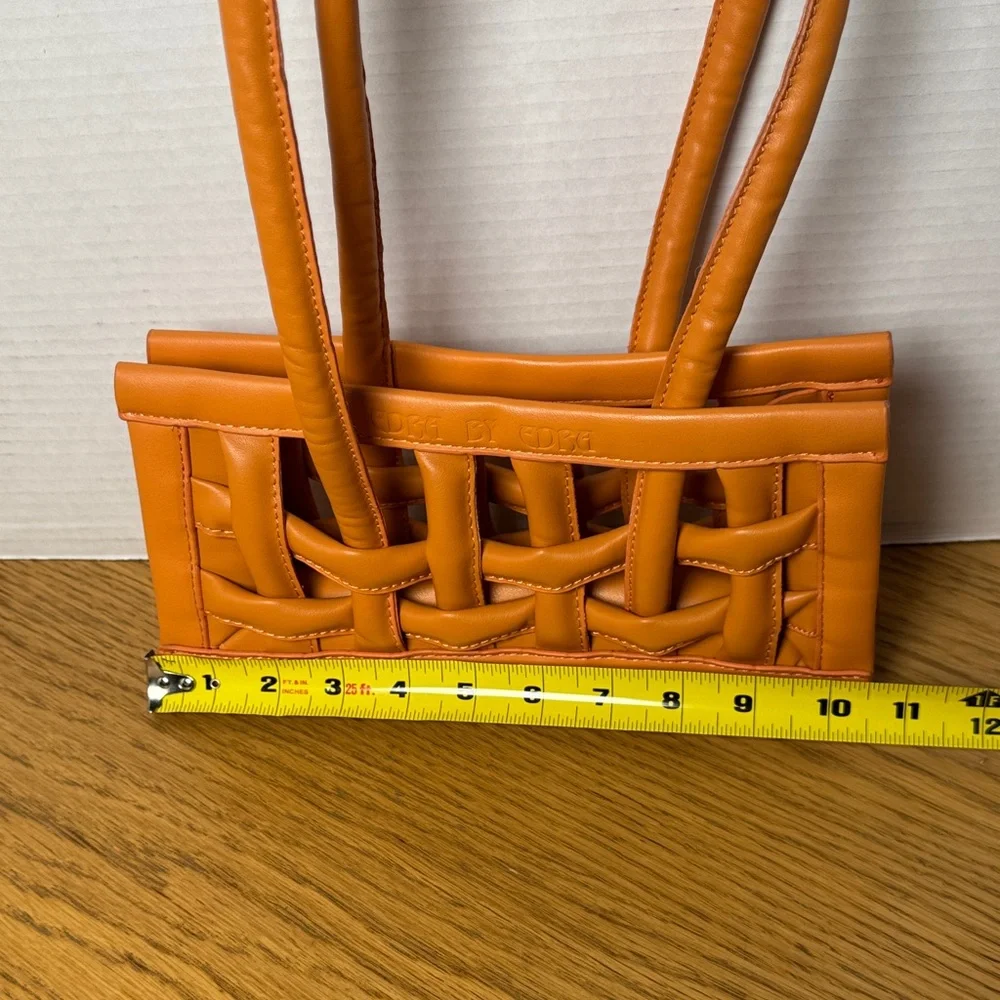 EDRA by EDRA Vegan Leather Orange Woven Mini Handbag Limited Edition Designer‎